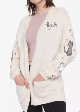 Studio Ghibli Kiki's Delivery Service Jiji Lily Oversized Cardigan Cats Cream 4X